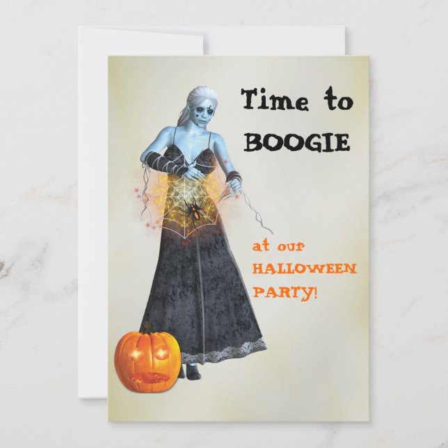 Boogie Zombie Witch Halloween Party Invitation (Front)
