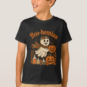 Boohemian Funny Retro Ghost Pumpkin Halloween Cost T-Shirt