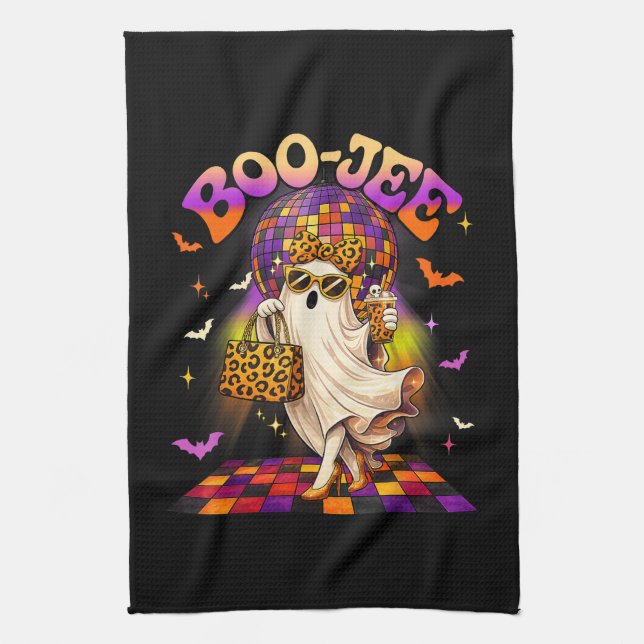 Boojee Ghost Halloween Boo JEE Disco Tea Towel (Vertical)