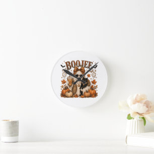 Boojee Ghost Halloween Pumpkin Coffee Black Cat Round Clock