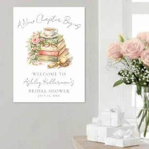 Book A New Chapter Floral Bridal Shower Sign