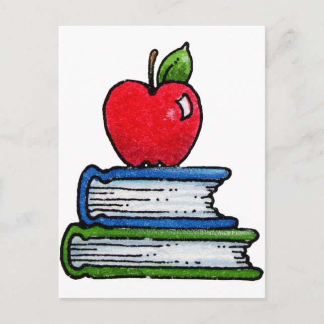 Book and apple postcard (Front)