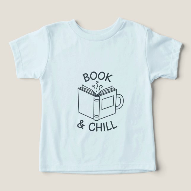 Book and Chill Minimal Line Art T-Shirt  (Design Front)