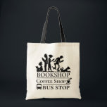 Book and Coffee Lovers Funny Shopping Bag<br><div class="desc">Shopping pit stops for book lovers funny illustrated tote bag.</div>