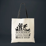 Book and Coffee Lovers Funny Shopping Bag<br><div class="desc">Shopping pit stops for book lovers funny illustrated tote bag.</div>