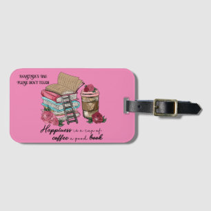 book and coffee lovers luggage tag