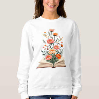 book and flowers sweatshirt