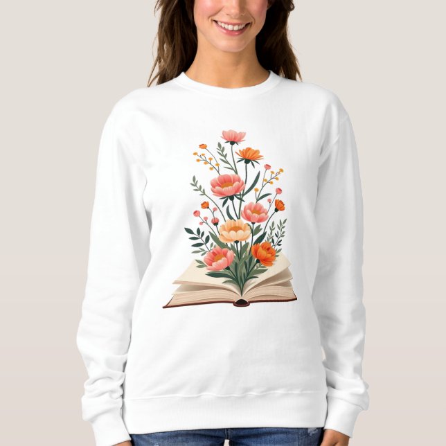 book and flowers sweatshirt (Front)