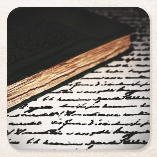 Book and Letter Square Paper Coaster