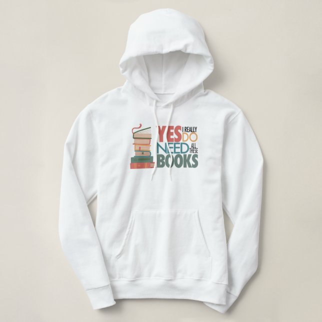 Book and Reading Love Hooded Sweatshirt (Design Front)