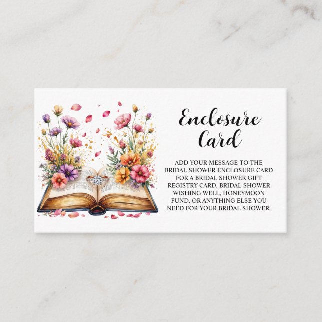 Book and Ring Theme Bridal Shower Enclosure Card (Front)