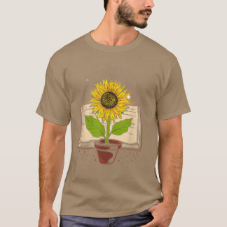 Book And Sunflower Reading Lover Sunflower Lover  T-Shirt
