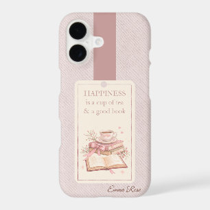 Book and Tea Phone Case Personalised Reader Gift