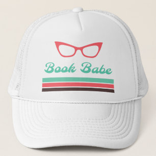 Book Babe with Cat Eye Glasses and Colour Bars Trucker Hat