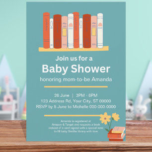 Book Baby Shower, Brunch and Books, Gender Neutral Invitation
