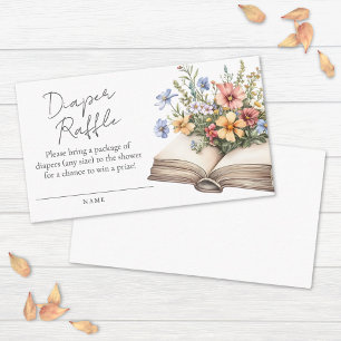Book Baby Shower Diaper Raffle Enclosure Card