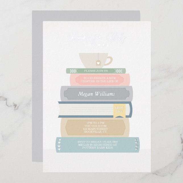 Book Baby Shower Foil Invitation (Front/Back)