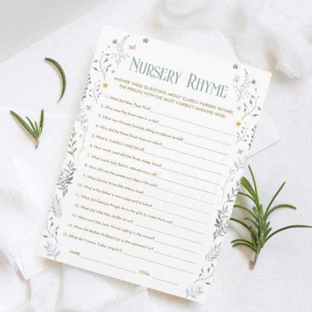 Book Baby Shower Nursery Rhyme Game Card (Creator Uploaded)