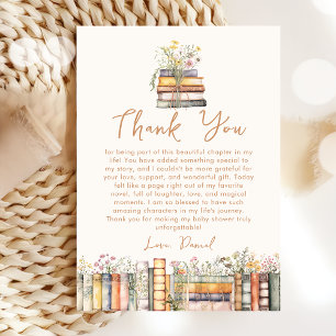 Book Baby Shower Thank You Card