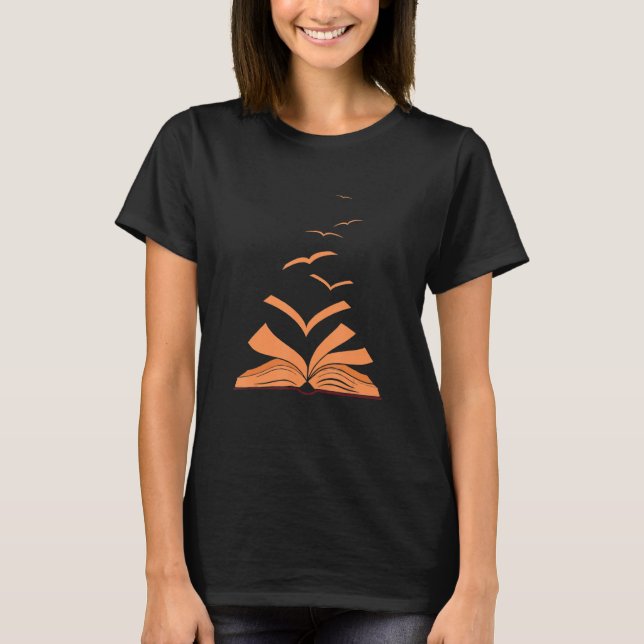 Book Birds Flying Bird Bookworm Avid Reader Bookis T-Shirt (Front)