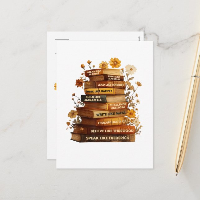 Book Black History Month Holiday Postcard (Front/Back In Situ)