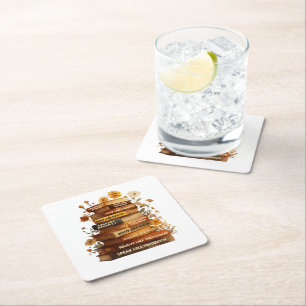 Book Black History Month Square Paper Coaster