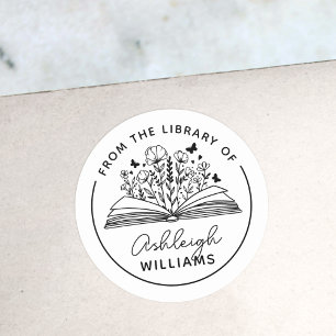 Book Blooms & Butterflies From the Library of Classic Round Sticker