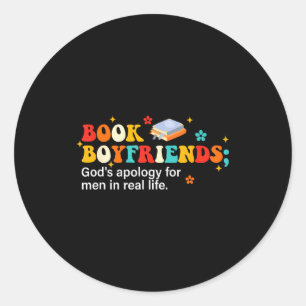 Book Boyfriends Definition Design  Classic Round Sticker