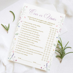 Book Bridal Shower Over or Under Game Card