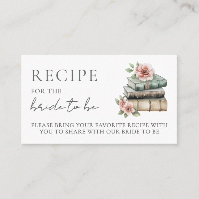 Book Bridal Shower Recipe Request Enclosure Card