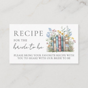 Book Bridal Shower Recipe Request Enclosure Card