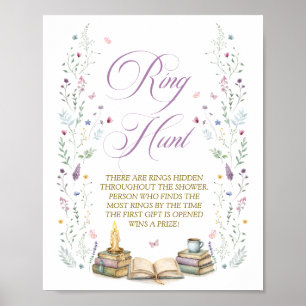 Book Bridal Shower Ring Hunt Game Poster