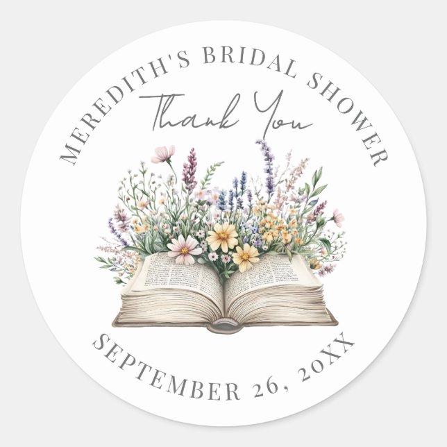 Book Bridal Shower Thank You Classic Round Sticker
