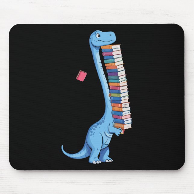 Book Carrying Dinosaur Reading Dino  Mouse Pad (Front)