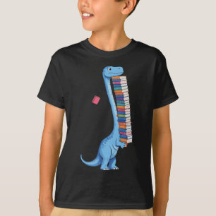 Book Carrying Dinosaur Reading Dino  T-Shirt