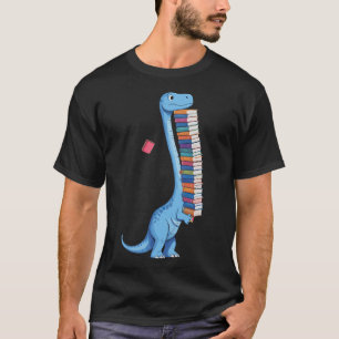 Book Carrying Dinosaur Reading Dino  T-Shirt