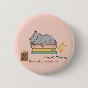 Book Cat 6 Cm Round Badge