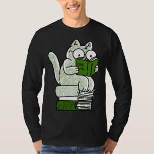 book cat reading cute T-Shirt