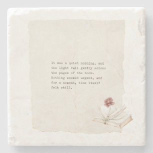 Book Chapter Red Rose Stone Coaster