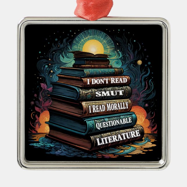 Book Choices Humour Square  Metal Tree Decoration (Front)