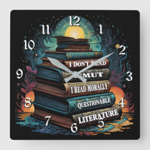 Book Choices Humour Square Wall Clock