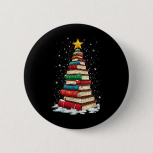 Book Christmas Tree Book Lover Teacher Librarian 6 Cm Round Badge