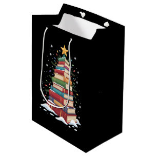 Book Christmas Tree Book Lover Teacher Librarian Medium Gift Bag