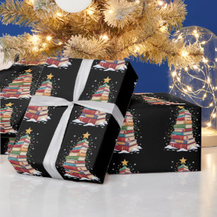 Book Christmas Tree Book Lover Teacher Librarian Wrapping Paper