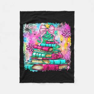 Book Christmas Tree Lights Teacher Librarian Book  Fleece Blanket