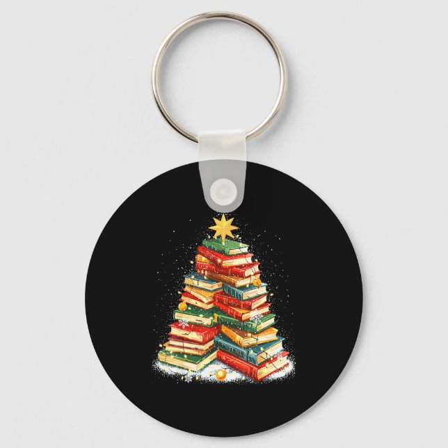Book Christmas Tree Reading  Key Ring (Front)