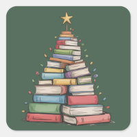 Book Christmas Tree Retro Bookworm Library