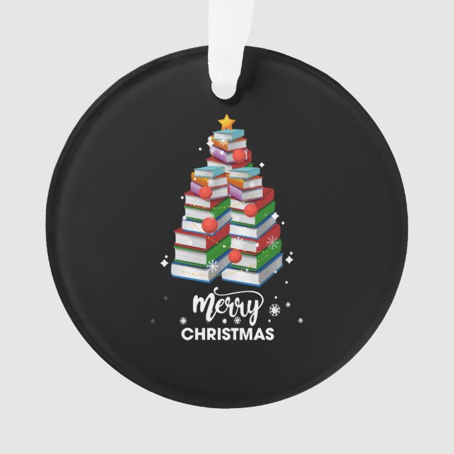 Book Christmas Tree Xmas Gift For Books Lovers Lib Ornament (Front)
