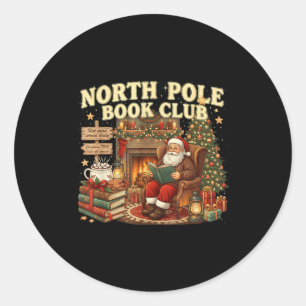 Book Club Cozy Christmas Reading Gift  Classic Round Sticker