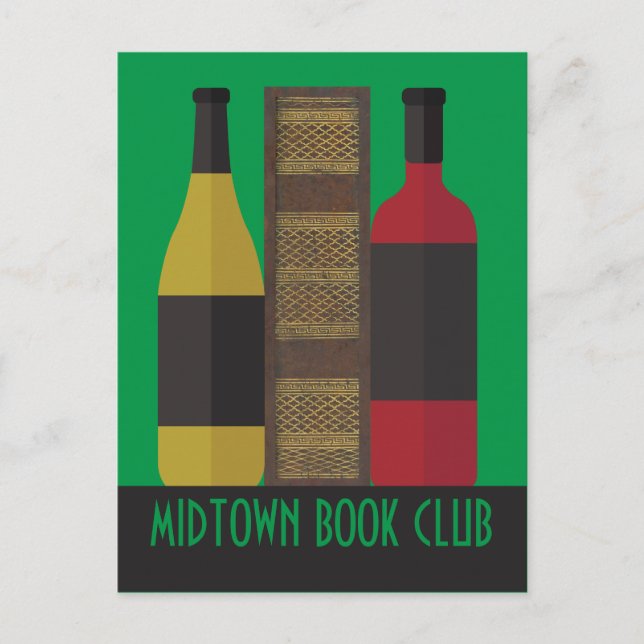 Book Club Custom with Book and Wine Postcard (Front)